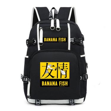 Imagem de Mochila escolar infantil Fishs Bananas 3D Oxford 30x15x47cm