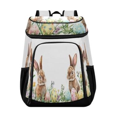Imagem de Wassud Cute Bunnies Mochila térmica com ovos de Páscoa para mulheres e homens, 36 latas à prova de vazamento, lancheira para piquenique, praia, acampamento, 33 x 20 x 43 cm