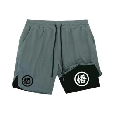 Imagem de Shorts De Treino Masculinos 2 Em 1 De Secagem Rápida Para Academia E C