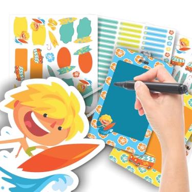 Imagem de Etiqueta Escolar Menino com TAG + Caneta (Surf Praia, Etiquetas + 2 TAGs)