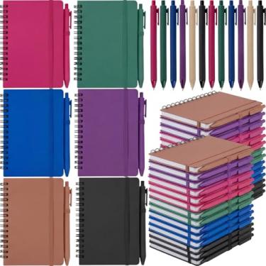 Imagem de Fulmoon Conjunto de 30 cadernos espirais A6 com caneta esferográfica em 10 cores, 50 folhas, cadernos pequenos pautados a granel de 10 x 15 cm, diários para material de volta às aulas, presentes para