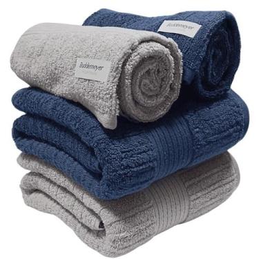 Imagem de Kit 4 Toalhas Banhão Buddemeyer Fio Penteado Canelado Azul Classic - M