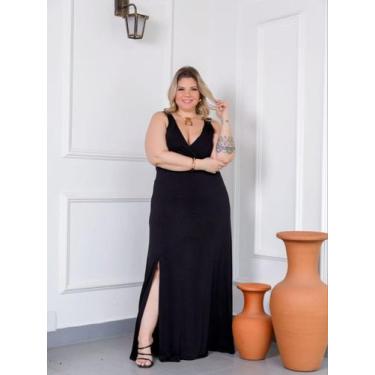 Imagem de Vestido Longo Plus Size Regata Decote Transpassado - luh may, Preto, G