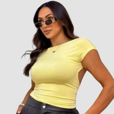 Imagem de Cropped Costa Nua Baby Tee Look Tecido Poliamida Manga Curta - Carola 