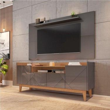 Imagem de Rack com Painel para TV até 60 Polegadas Retrô Adria Esmeralda Casa D Cinza Perola/Noce