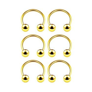 Imagem de KJM FASHION 6 peças brincos de ferradura de aço inoxidável bola cartilagem septo nariz lábio brincos tragus piercing jóias mais cores e tamanhos, N#, Na
