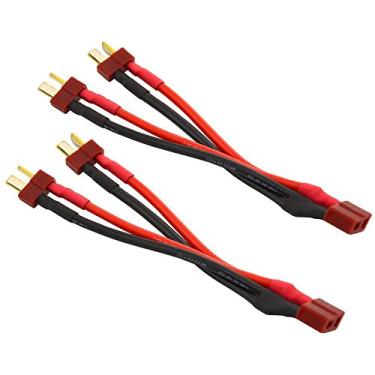 Imagem de (Conector paralelo Deans T) – 2 conectores paralelos de plugue em T, um conector fêmea para 2 conectores de bateria macho