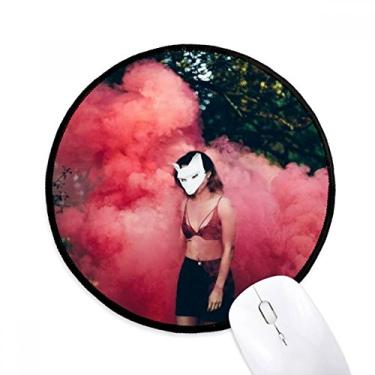 Imagem de Mouse pad Pink Fog Head Girl Florestal Ciência Natureza Cenário Mouse pad Desktop Escritório Redondo para Computador