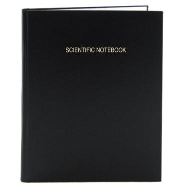 Imagem de BookFactory Caderno científico preto / caderno científico de laboratório - 96 páginas (0,25 polegadas em formato pautado), 21,7 cm x 28,3 cm, capa preta, capa dura costurada Smyth (LIRPE-096-LLR-A-LKT21)