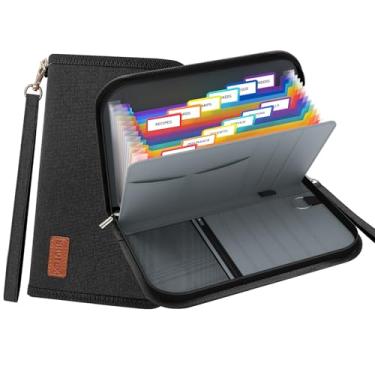 Imagem de Shutex Organizador de cupons de recibos, mini organizador de arquivos sanfonado de 13 bolsos com suporte para cartão, armazenamento expansível de bilhetes e caixa de cartão com etiqueta adesiva, para