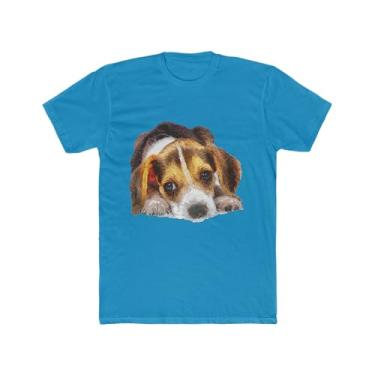 Imagem de Camiseta masculina Beagle "Daisy Mae" de algodão da Doggylips™, Turquesa lisa, P