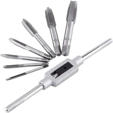 Imagem de Jogo de Tarraxas e Macho HSS 8 Peças Lorben Abrir Roscas M3 a M12 Manopla Universal