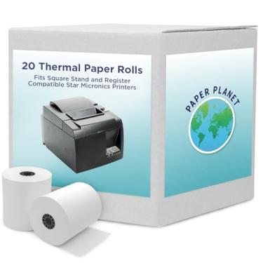 Imagem de Papel térmico para suporte quadrado POS e registro (impressora Star Micronics TSP143IIIU) da Paper Planet | Papel de recibo de máquina de cartão de crédito para suporte quadrado e registro quadrado |