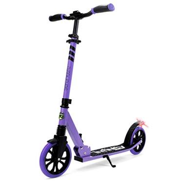 Imagem de Scooter leve e dobrável – guidão em T confortável, scooter ajustável para adolescentes e adultos, deck de liga com rodas de alto impacto, rolamentos ABEC-7 duráveis, roxo – SereneLife SLTS79.5