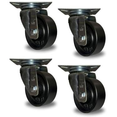 Imagem de Kit 4 rodízios rodas giro 360 reforçado cinza pen tech