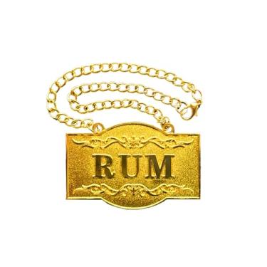 Imagem de IcyPeak Etiqueta decantadora 1PSC - Cor dourada - Etiqueta de decantador de rum com corrente ajustável - Etiqueta de licor - 6 x 4 cm