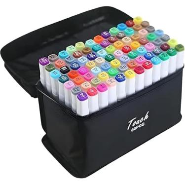 Imagem de Touch Marcadores Artísticos, 80 Cores, Ponta Dupla, com Estojo Organizador (Versão Pretas ou Brancas)