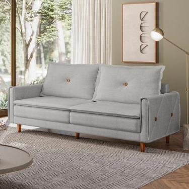 Imagem de Sofá Living 3 Lugares com Pés em Madeira Maciça 210cm Sololá Espresso 