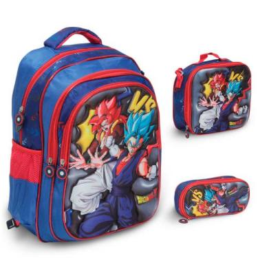Imagem de Kit Mochila Infantil Escolar Masculina Dragon Ball Z Costas - Plike