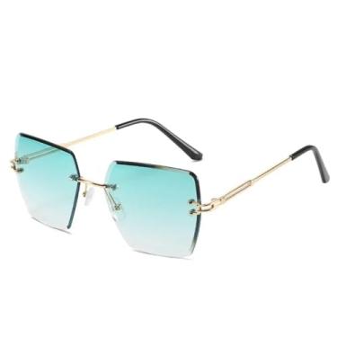 Imagem de Óculos de sol sem aro e gradiente, sem armação, transparente, azul, verde, 142 mm