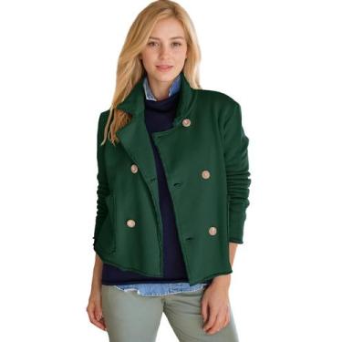 Imagem de Casaco Pea Coat Malajisi feminino com lapela entalhada, verde, tamanho