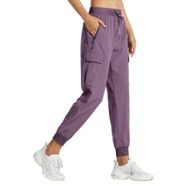 Imagem de Calças de caminhada Libin femininas Cargo Joggers Vintage Purple M