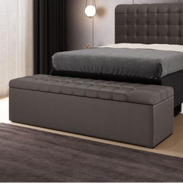 Imagem de Calçadeira Baú Alpha Para Cama de Casal King 195cm no Tecido Courino - Conforto e Elegância Aradecor