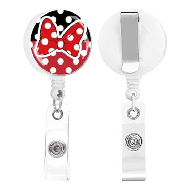 Imagem de Carretel de crachá, porta-crachá retrátil de enfermeira com clipe jacaré, crachá, crachá, clipe para escritório, estudante, médico, enfermeira (pacote com 2 unidades, laço rosa)