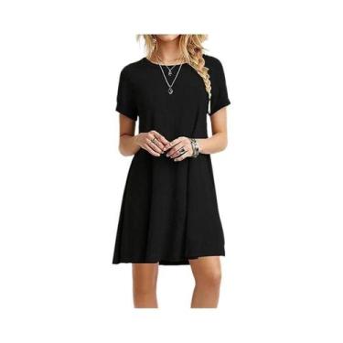 Imagem de Vestido Feminino Vintage Casual - Manga Curta, Gola Redonda e Estampa 