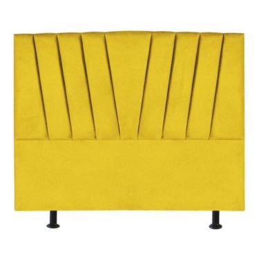 Imagem de Cabeceira Casal Queen Size Estofada Cama 160 Cm Antonella Suede Amarelo