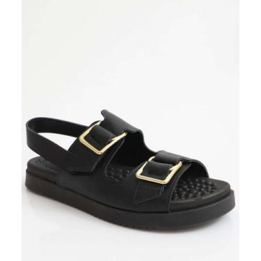 Imagem de Sandália Flatform Feminina Fivela Modare Preto-19045, 37, Preto