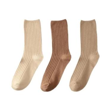 Imagem de Meias Longas Femininas Estilo Japonês Retrô Em Algodão Respirável 3 Pa