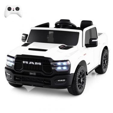Imagem de Carro Elétrico Infantil 2 Lugares 24V, 2x100W, Controle Remoto, Suspensão 4 Rodas, Costzon Ram 2500 Rebel, Branco