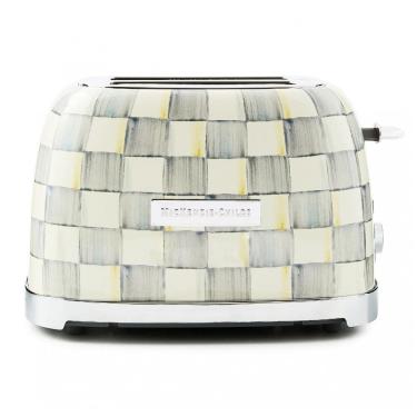 Imagem de Torradeira elétrica 2 fatias MacKenzie-Childs Sterling Check cinza e branca inox 850W 110V