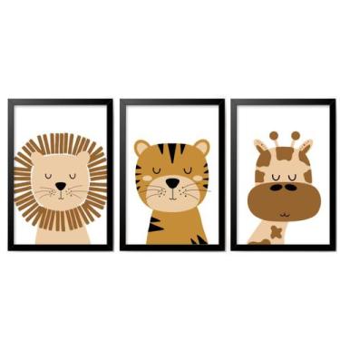 Imagem de Kit de Quadro Quarto de Bebê Infantil Menino Safari Floresta - Creativ
