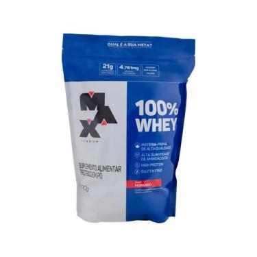Imagem de 100% whey refil morango 900g - max titanium, 1, 900g, Morango