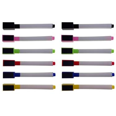 Imagem de Kit 6 Pçs Caneta Quadro Branco Marcador Magnética Apagador e Imã Porta Recados Geladeira Coloridas (2)