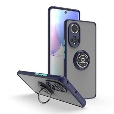 Imagem de Estojo com suporte para anel de dedo para Huawei P30 Pro P40 P20 Pro Matet 20 Honor 30 40 Nova 6 7 8 8i Matte Auto Focus Silicone Phone Cover,Blue,For Honor Magic 4
