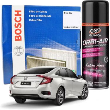 Imagem de Filtro De Cabine Ar Condicionado Bosch Honda Civic G10 2016 2017 2018 2019 Com Spray Higienizador
