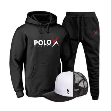 Imagem de Conjunto Moletom Masculino Confortável Canguru + Boné Macio-Masculino