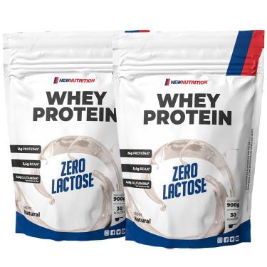 Imagem de Kit 2 Whey Protein Concentrado Zero Lactose Natural 900g NewNutrition-Unissex
