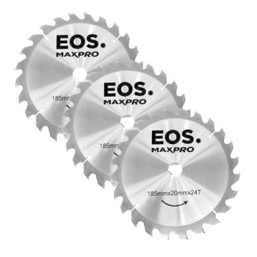 Imagem de Kit 3 Discos de Serra Circular para Madeira TCT 185mm 185x20x24 DSCM185 - EOS
