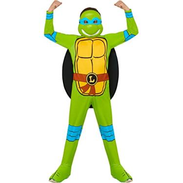 Imagem de Rubie's Child's Teenage Mutant Ninja Turtles Leonardo Costume Jumpsuit, Shell, and Half-Mask, As Shown, Medium