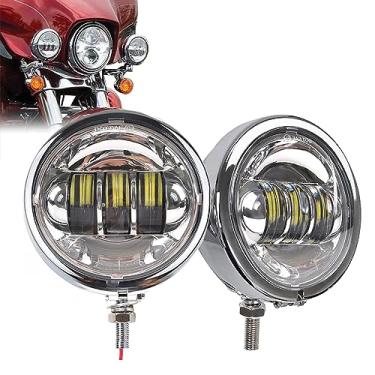 Imagem de SKTYANTS lâmpada de neblina de 11,4 cm, luz auxiliar de passagem com suporte de balde de 11,4 cm para Harley Touring Electra Glide (cromado)
