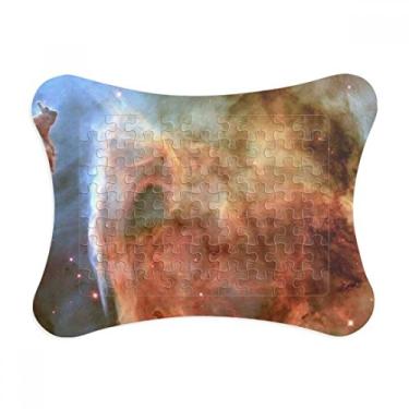 Imagem de Moldura de quebra-cabeça azul nebulosa nuvens marrom decoração quebra-cabeça ornamento