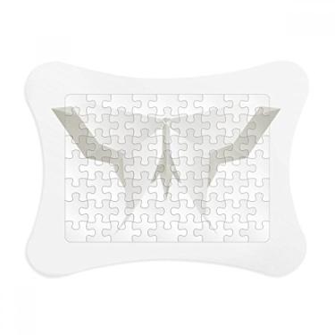 Imagem de Moldura de quebra-cabeça com estampa abstrata de borboleta, origami branco, enfeite de quebra-cabeça