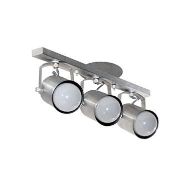 Imagem de Spot No Trilho Para 03 Lampadas - Ideal para Sala, Cozinha, Quarto (Alumínio Escovado)