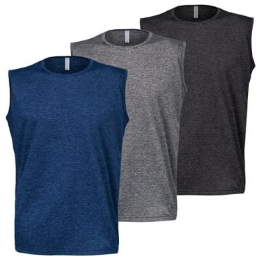 Imagem de Kit 3 Camisetas Regata Machão Dry Fit Masculina Fitness (as2, alpha, m, regular, Chumbo-Cinza-Azul)