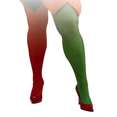 Imagem de Rubie's Meia-calça feminina Plus Elf, Verde/vermelho, G