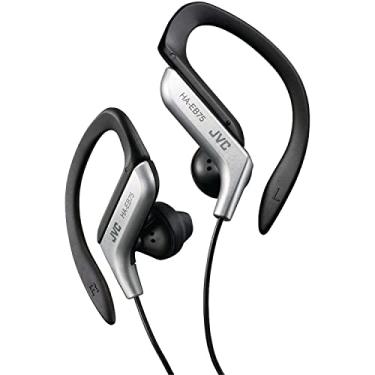Imagem de Clipe de fone de ouvido estilo clipe preto e prata leve e confortável clipe de ouvido à prova de respingos som potente com reforço de graves JVC HAEB75S
